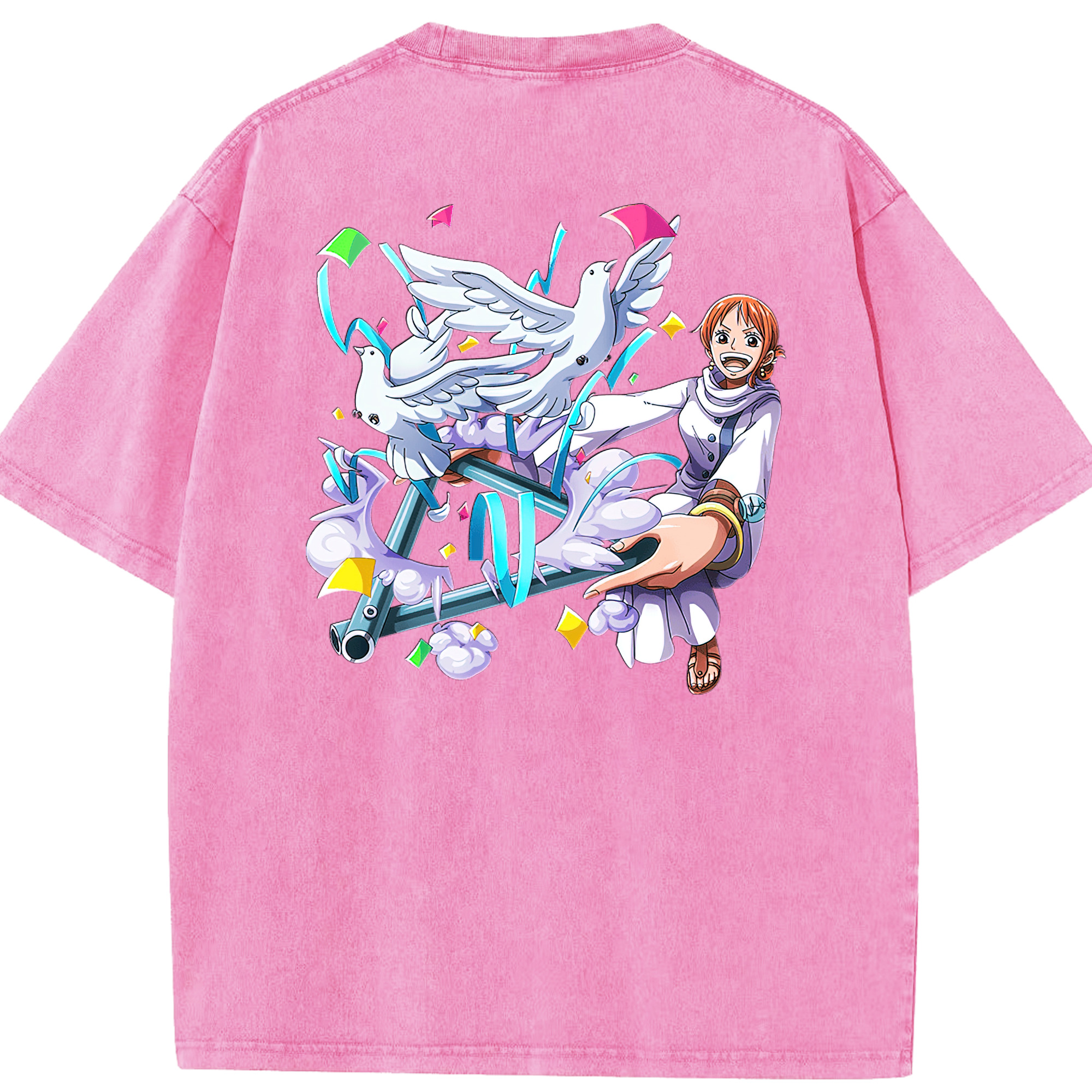 ワンピース ナミ ONE PIECE Nami 綿100% ヴィンテージ風 半袖Tシャツ（背面プリント）